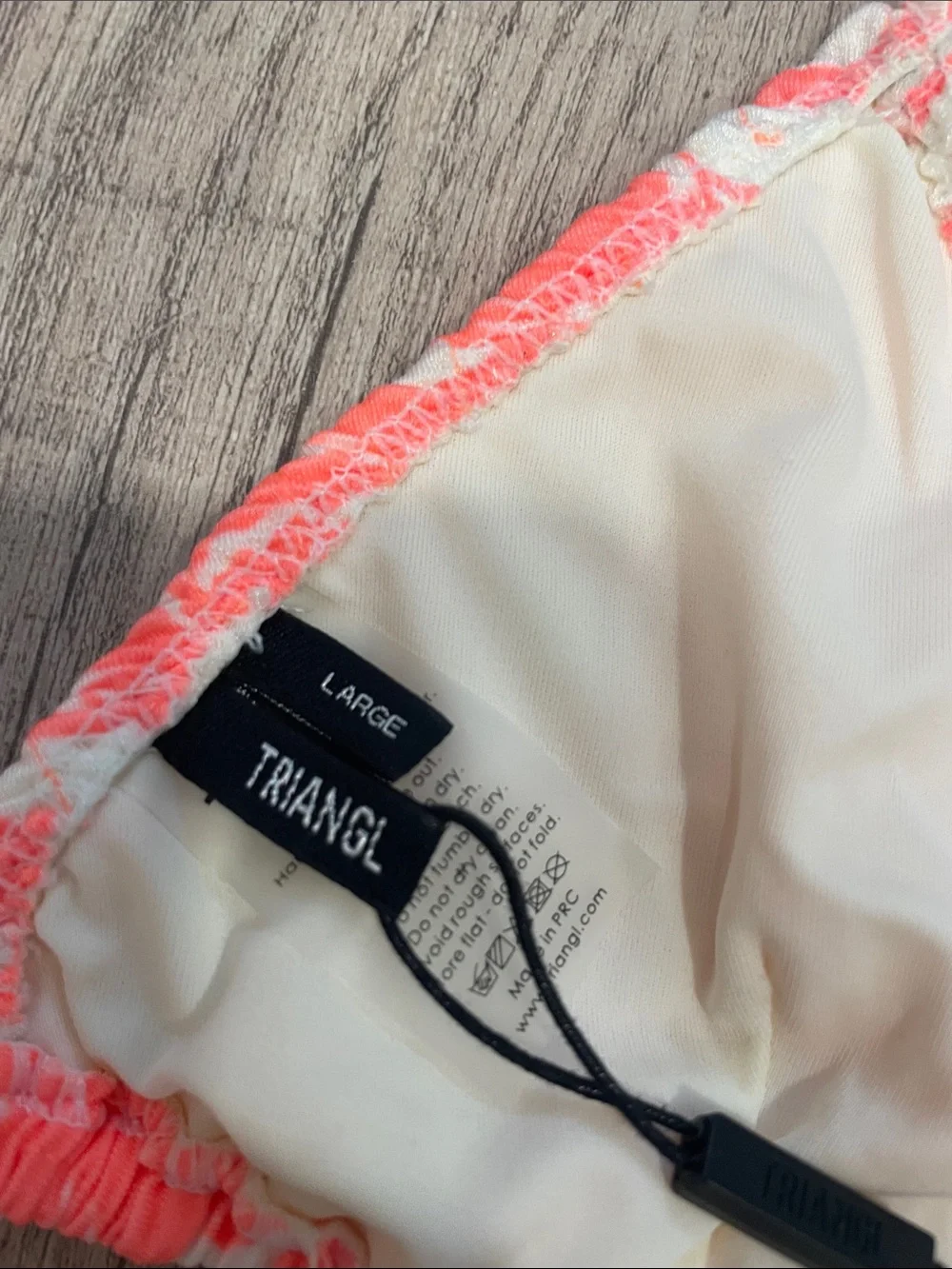 triangl swimwear Coral and White Floral Textured Bikini Set